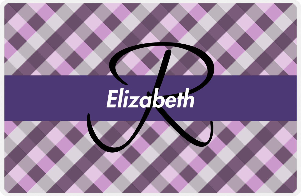 Personalized Flannel / Plaid Placemat III - Flannel Stripe - Purple Background -  View
