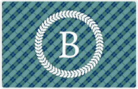 Thumbnail for Personalized Flannel / Plaid Placemat IV - Initial Wreath -  View