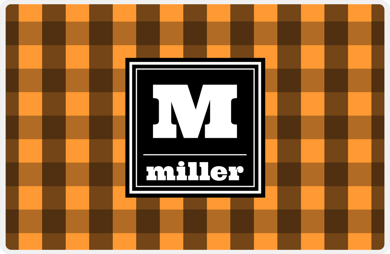 Personalized Flannel / Plaid Placemat V - Initial Squared -  View