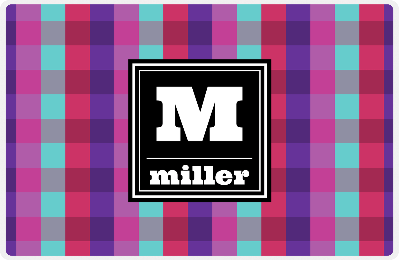 Personalized Flannel / Plaid Placemat V - Initial Squared -  View