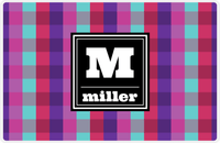Thumbnail for Personalized Flannel / Plaid Placemat V - Initial Squared -  View