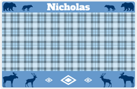 Thumbnail for Personalized Flannel / Plaid Placemat VI - Woodland - Blue Background -  View