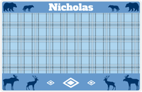 Thumbnail for Personalized Flannel / Plaid Placemat VI - Woodland - Blue Background -  View