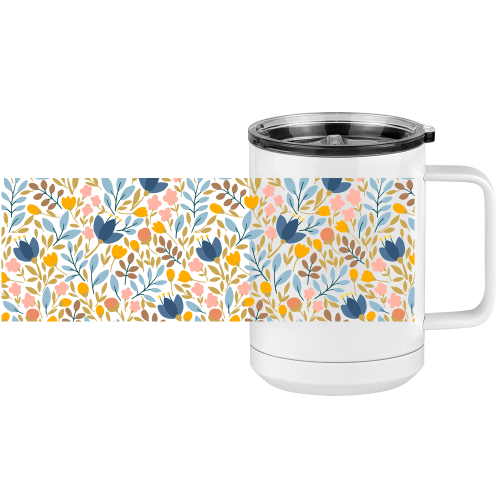 Floral Coffee Mug Tumbler with Handle (15 oz) - Design View