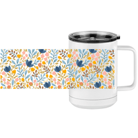 Thumbnail for Floral Coffee Mug Tumbler with Handle (15 oz) - Design View
