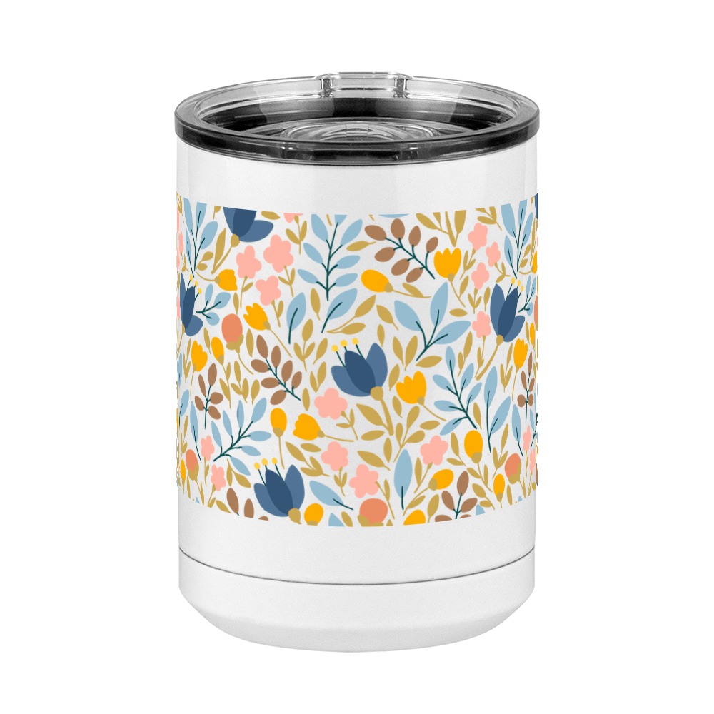 Floral Coffee Mug Tumbler with Handle (15 oz) - Front View