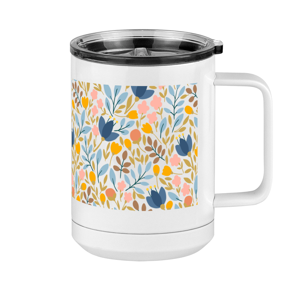 Floral Coffee Mug Tumbler with Handle (15 oz) - Right View