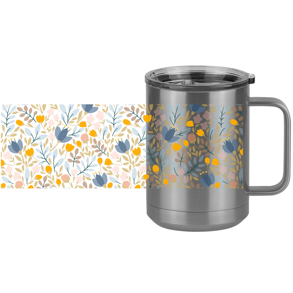 Floral Coffee Mug Tumbler with Handle (15 oz) - Design View