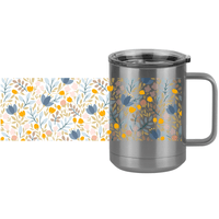 Thumbnail for Floral Coffee Mug Tumbler with Handle (15 oz) - Design View