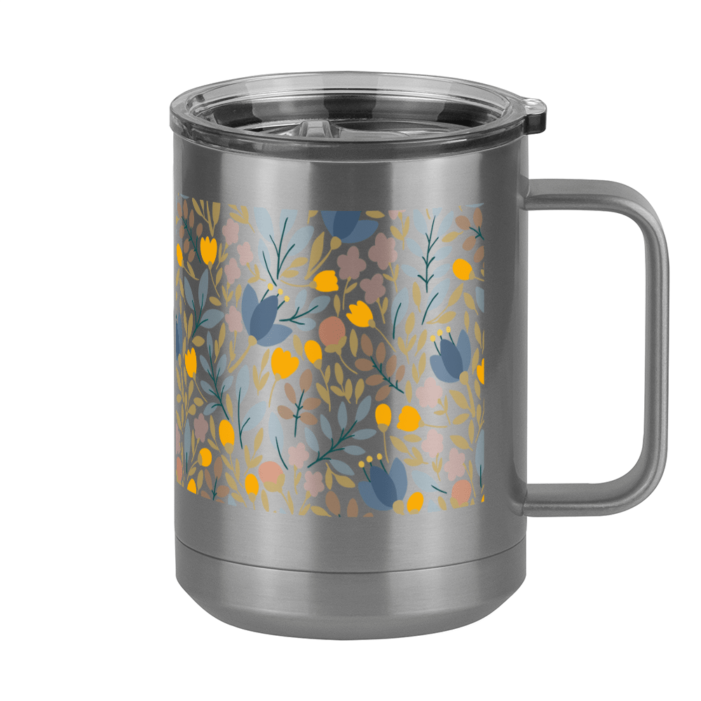 Floral Coffee Mug Tumbler with Handle (15 oz) - Right View