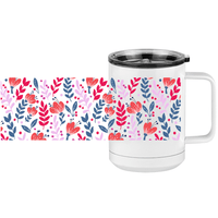 Thumbnail for Floral Coffee Mug Tumbler with Handle (15 oz) - Design View