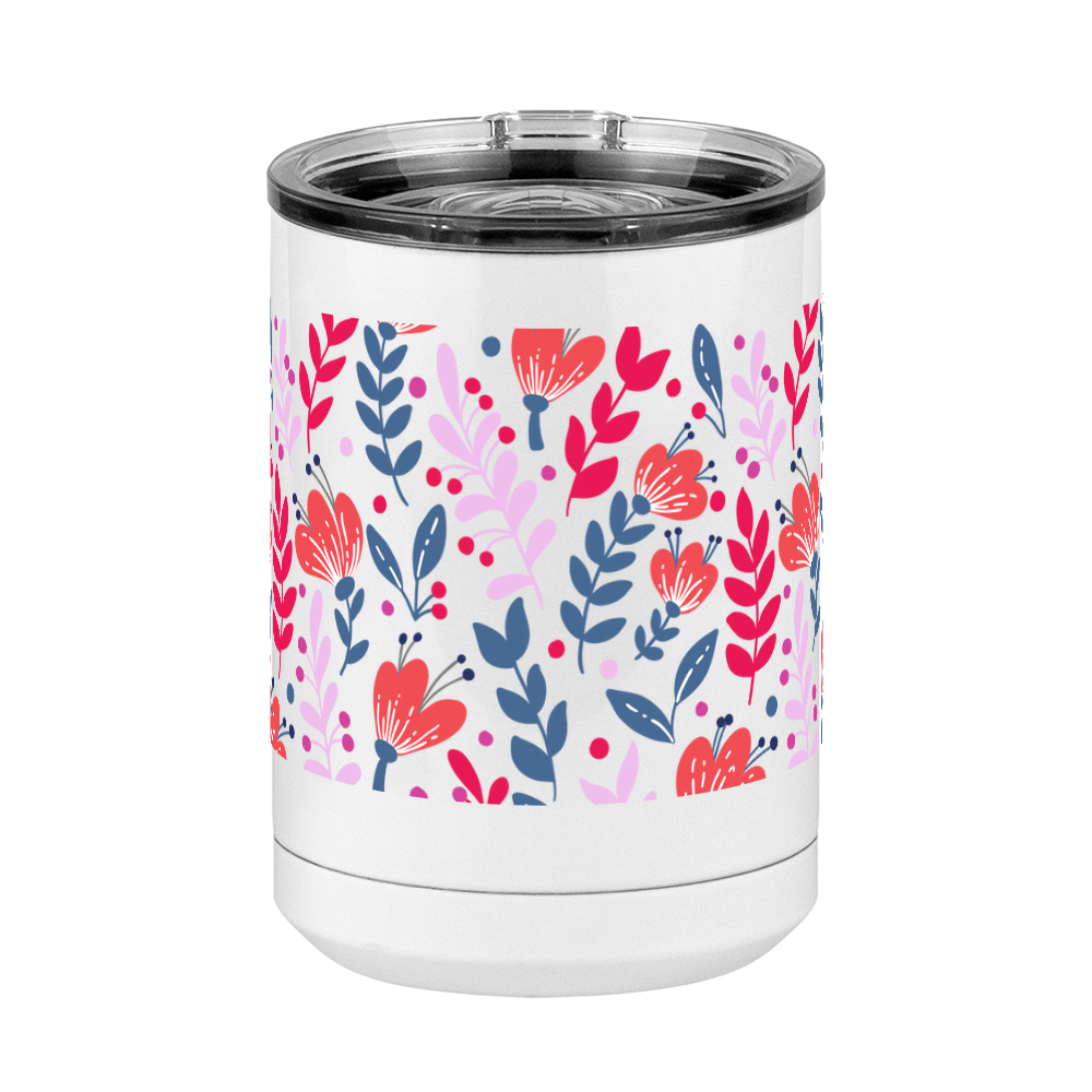 Floral Coffee Mug Tumbler with Handle (15 oz) - Front View