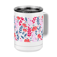 Thumbnail for Floral Coffee Mug Tumbler with Handle (15 oz) - Front Right View