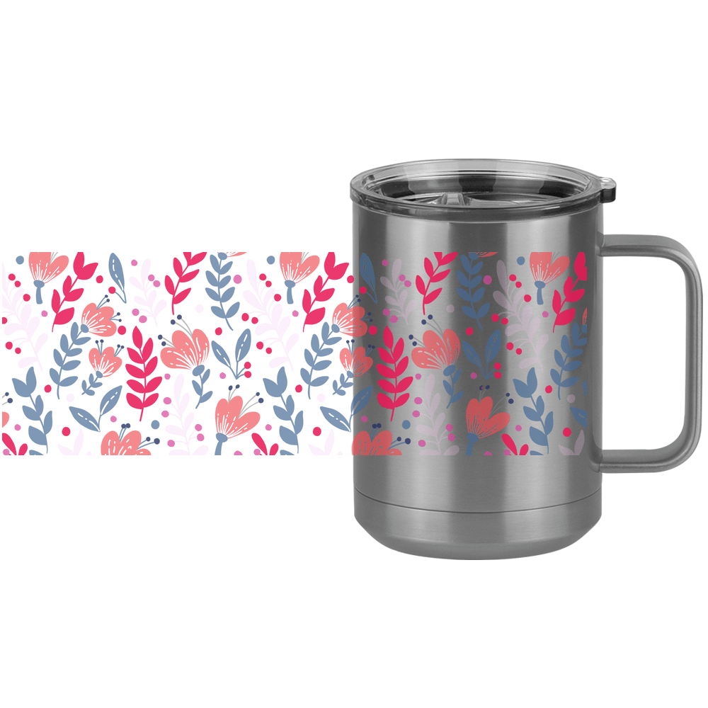 Floral Coffee Mug Tumbler with Handle (15 oz) - Design View