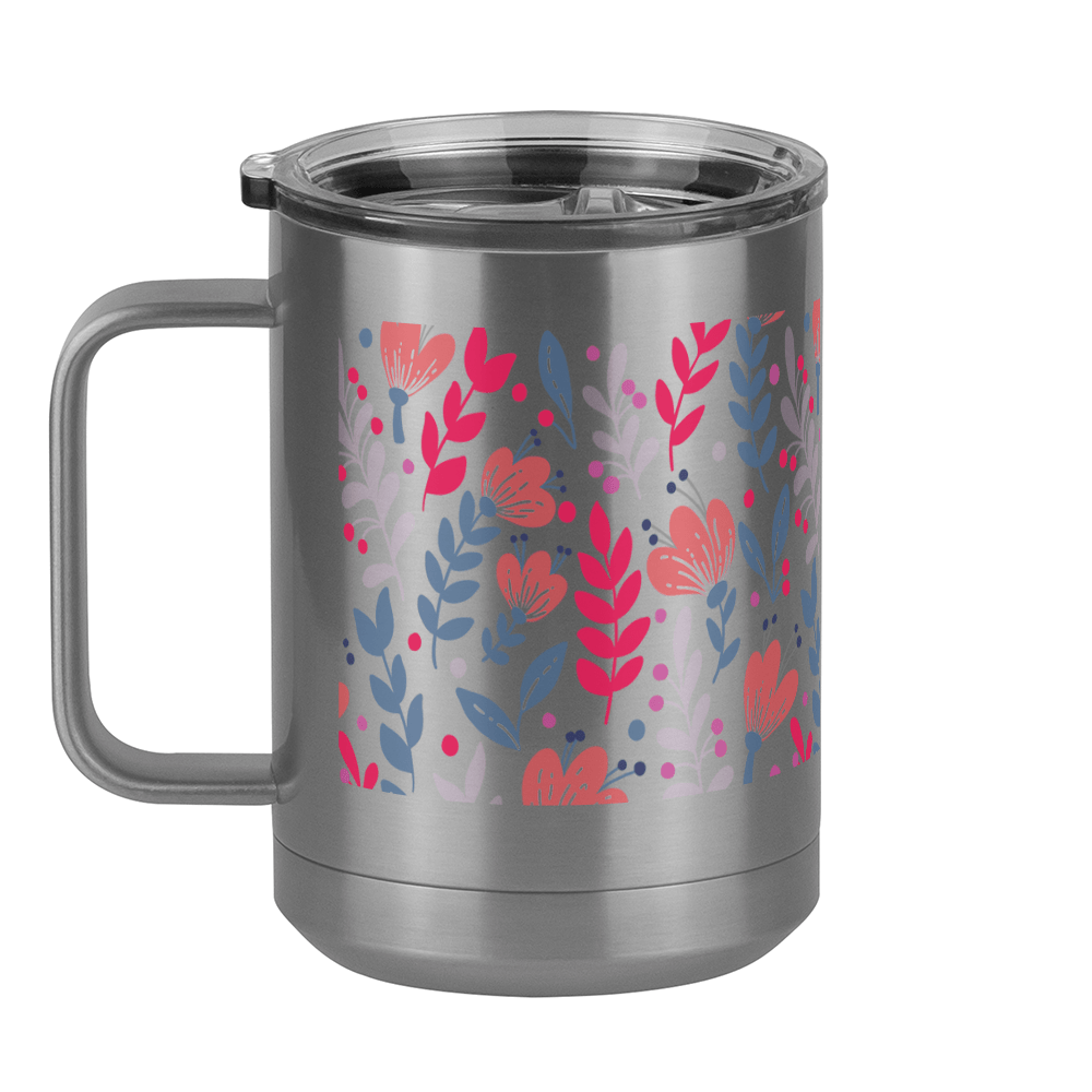 Floral Coffee Mug Tumbler with Handle (15 oz) - Left View