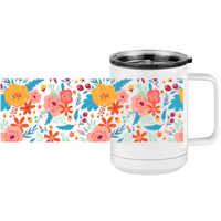 Thumbnail for Floral Coffee Mug Tumbler with Handle (15 oz) - Design View