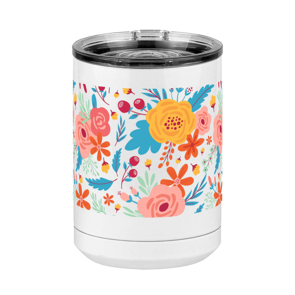 Floral Coffee Mug Tumbler with Handle (15 oz) - Front View
