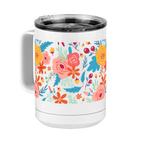 Thumbnail for Floral Coffee Mug Tumbler with Handle (15 oz) - Front Left View