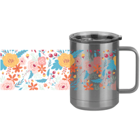 Thumbnail for Floral Coffee Mug Tumbler with Handle (15 oz) - Design View