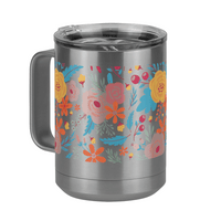 Thumbnail for Floral Coffee Mug Tumbler with Handle (15 oz) - Front Left View