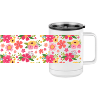 Thumbnail for Floral Coffee Mug Tumbler with Handle (15 oz) - Design View