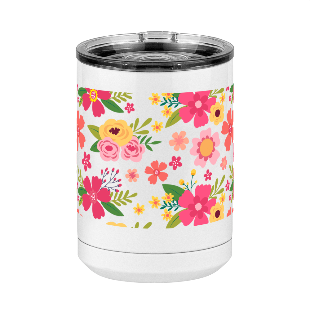 Floral Coffee Mug Tumbler with Handle (15 oz) - Front View