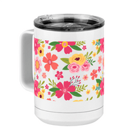 Thumbnail for Floral Coffee Mug Tumbler with Handle (15 oz) - Front Left View
