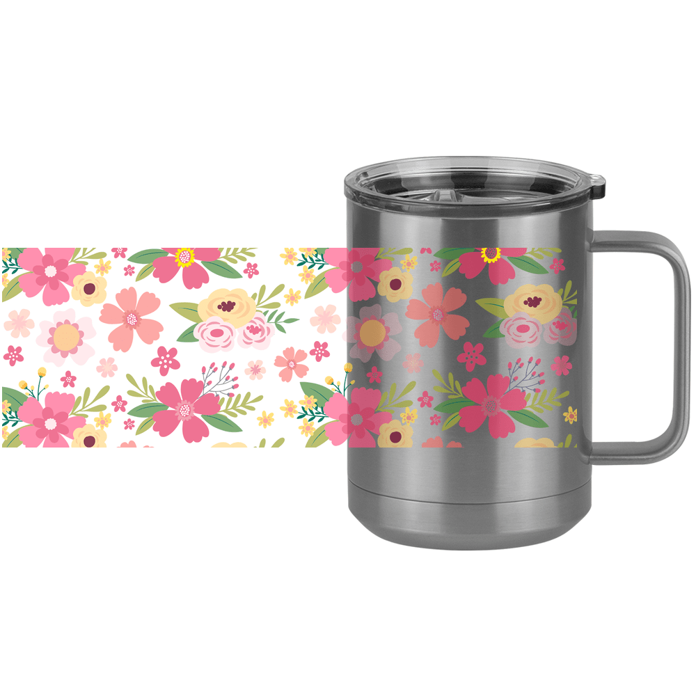 Floral Coffee Mug Tumbler with Handle (15 oz) - Design View