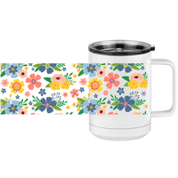 Thumbnail for Floral Coffee Mug Tumbler with Handle (15 oz) - Design View