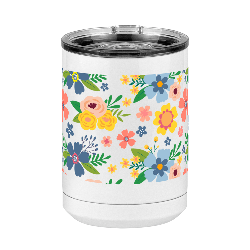 Floral Coffee Mug Tumbler with Handle (15 oz) - Front View