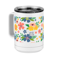 Thumbnail for Floral Coffee Mug Tumbler with Handle (15 oz) - Front Left View