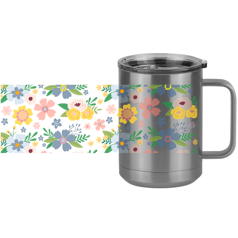 Floral Coffee Mug Tumbler with Handle (15 oz) - Design View