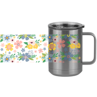 Thumbnail for Floral Coffee Mug Tumbler with Handle (15 oz) - Design View