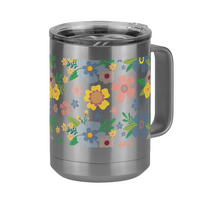 Thumbnail for Floral Coffee Mug Tumbler with Handle (15 oz) - Front Right View