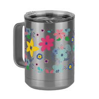 Thumbnail for Floral Coffee Mug Tumbler with Handle (15 oz) - Front Left View