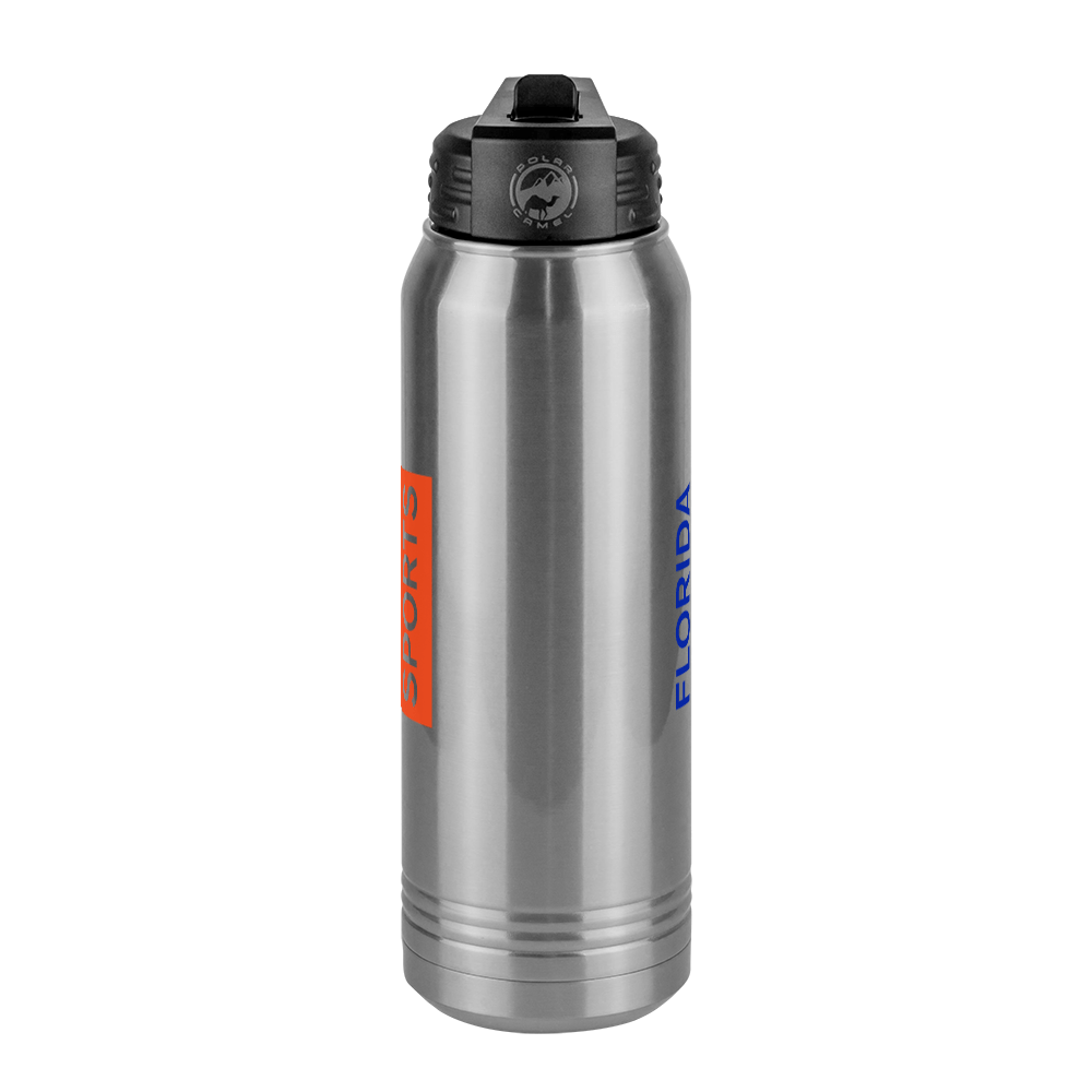 Personalized Florida Sports Water Bottle (30 oz) - Rotated Text - Center View