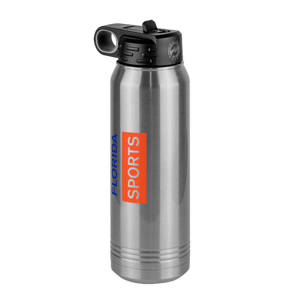 Personalized Florida Sports Water Bottle (30 oz) - Rotated Text - Front Left View