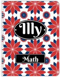 Thumbnail for Personalized Flower Burst Notebook - Red and Blue - Oval Nameplate - Front View