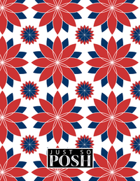 Thumbnail for Personalized Flower Burst Notebook - Red and Blue - Rectangle Nameplate - Back View