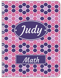 Thumbnail for Personalized Flower Comb Notebook - Purple and White - Oval Nameplate - Front View