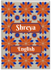 Thumbnail for Personalized Flower Burst Journal - Orange and Blue - Decorative Rectangle Nameplate - Front View