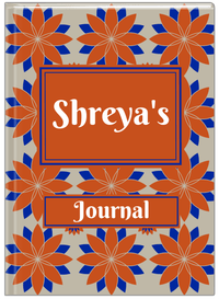 Thumbnail for Personalized Flower Burst Journal - Orange and Blue - Rectangle Nameplate - Front View