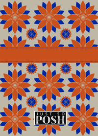 Thumbnail for Personalized Flower Burst Journal - Orange and Blue - Ribbon Nameplate - Back View