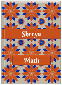 Thumbnail for Personalized Flower Burst Journal - Orange and Blue - Ribbon Nameplate - Front View