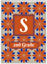 Thumbnail for Personalized Flower Burst Journal - Orange and Blue - Square Nameplate - Front View