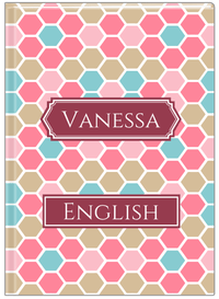 Thumbnail for Personalized Flower Comb Journal - Pink and Teal - Decorative Rectangle Nameplate - Front View