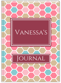 Thumbnail for Personalized Flower Comb Journal - Pink and Teal - Rectangle Nameplate - Front View