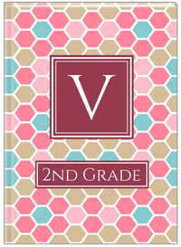 Thumbnail for Personalized Flower Comb Journal - Pink and Teal - Square Nameplate - Front View