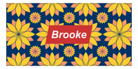 Thumbnail for Personalized Flower Burst Beach Towel - Landscape - Blue and Orange - Parallelogram Nameplate - Front View
