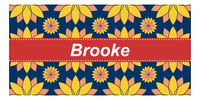 Thumbnail for Personalized Flower Burst Beach Towel - Landscape - Blue and Orange - Ribbon Nameplate - Front View